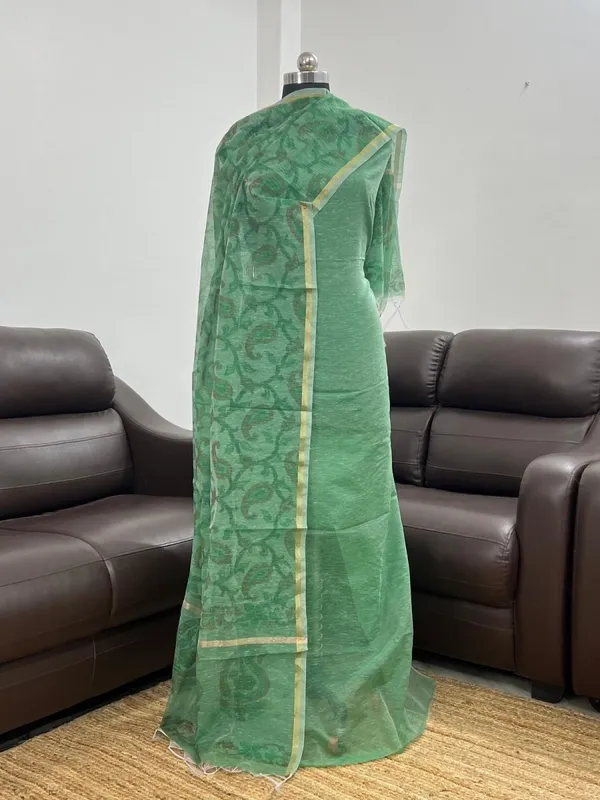 Seagreen_Linen_Silk_Plain_with_Printed_Jaal_Dupatta_Banarasi_Suit_650SKL_LN38
