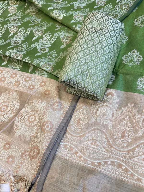 Green_Cotton_Alfi_Resham_Floral_Boota_Contrast_Beige_Border_Banarasi_Suit_600AJ_PJS11