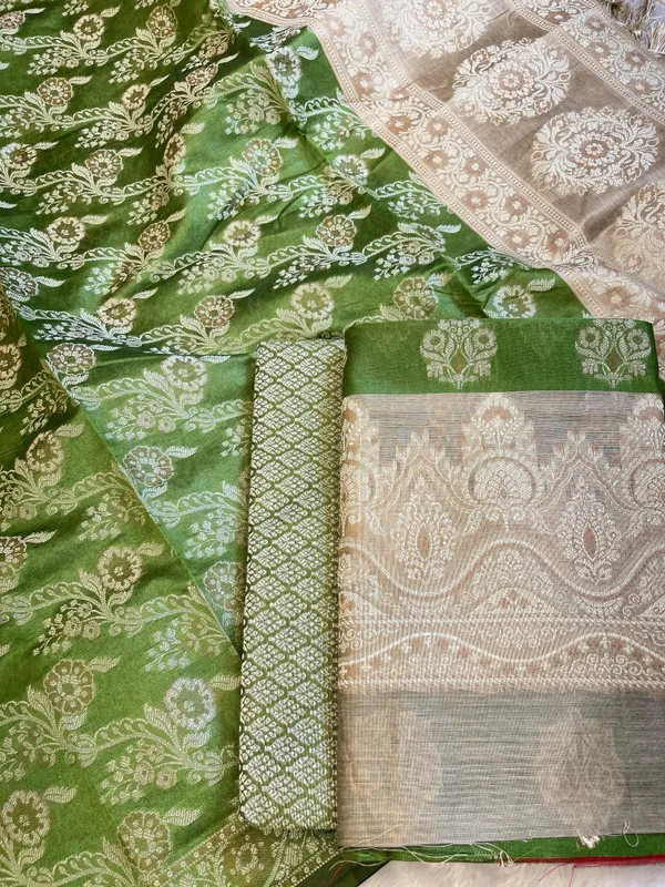 Green_Cotton_Alfi_Resham_Floral_Boota_Contrast_Beige_Border_Banarasi_Suit_600AJ_PJS11