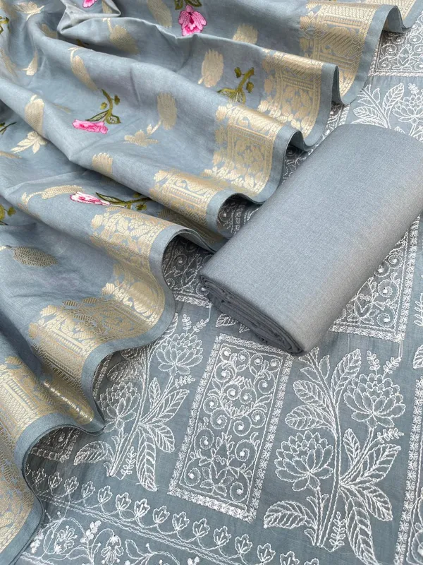 Grey_Pure_Banarasi_Mercerised_Suit_with_Zari_Booti_Weaving_&_Embroidery_Dupatta_1250SKL_ME4