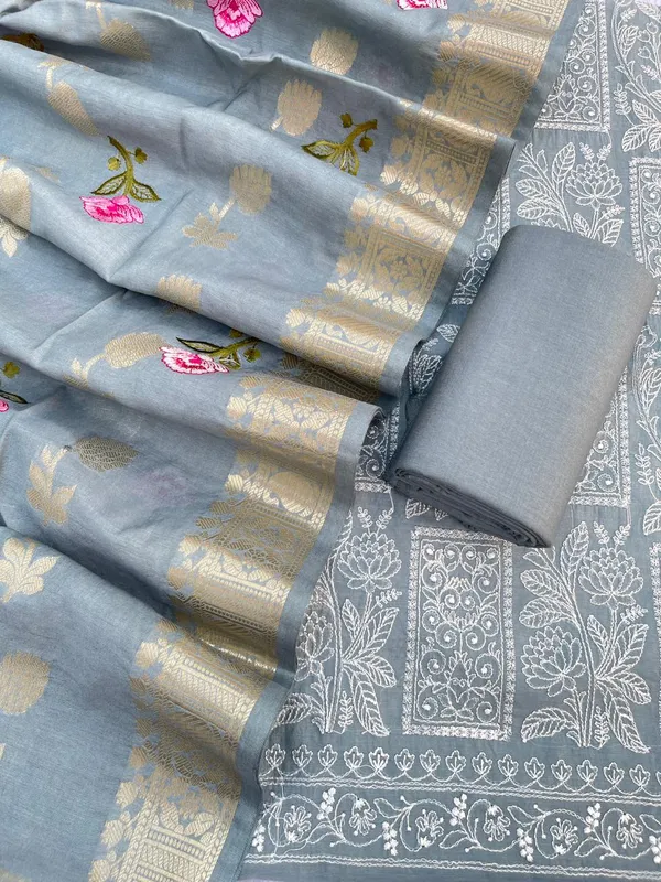 Grey_Pure_Banarasi_Mercerised_Suit_with_Zari_Booti_Weaving_&_Embroidery_Dupatta_1250SKL_ME4