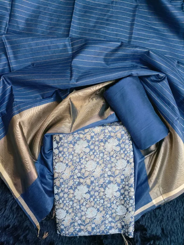 Navy_Blue_Silk_Brocade_Resham_Zari_Banarasi_Suit_with_Cotton_Stripe_Zari_Dupatta_600SKL_MB7