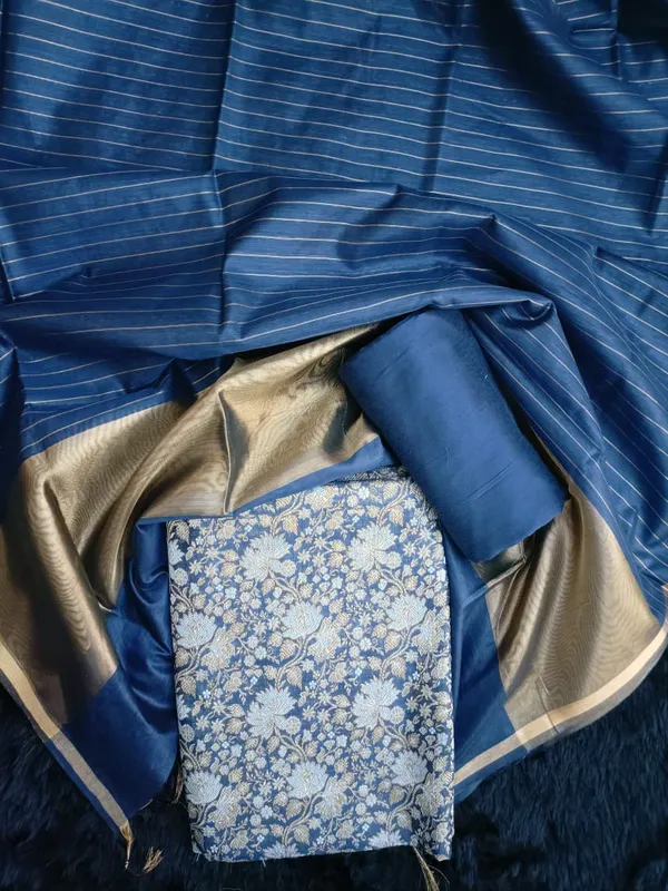 Navy_Blue_Silk_Brocade_Resham_Zari_Banarasi_Suit_with_Cotton_Stripe_Zari_Dupatta_600SKL_MB7