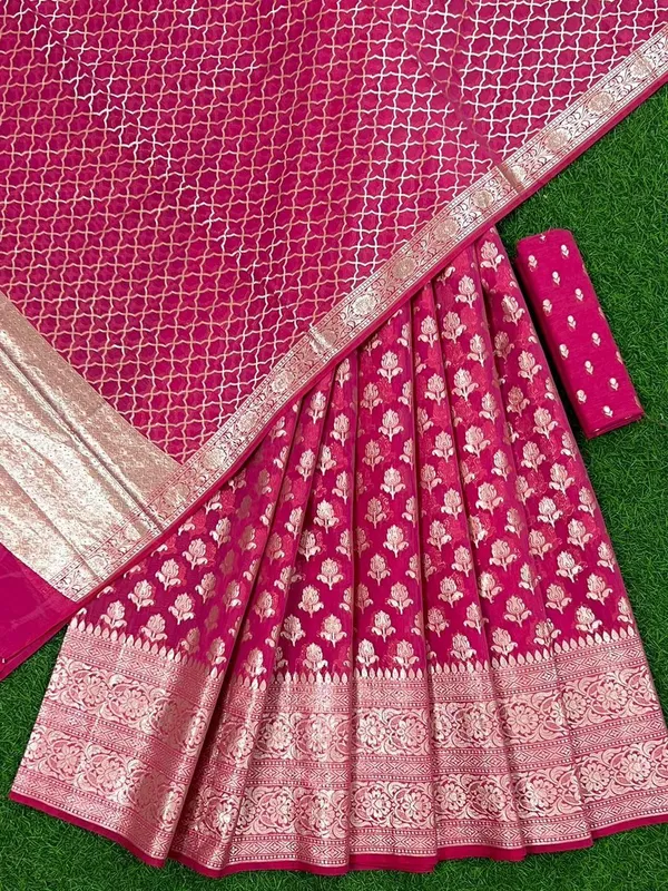 Pink_Banarasi_Chanderi_Lehenga_With_Skirt_Border_And_Zari_Jaal_Dupatta_250PNJ_LNG34