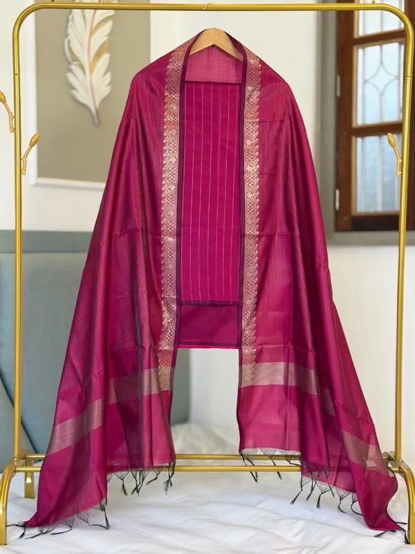Magenta_Katan_Silk_Zari_Stripe_Banarasi_Suit_with_Zari_Border_Stripe_Dupatta_600SKL_KST5