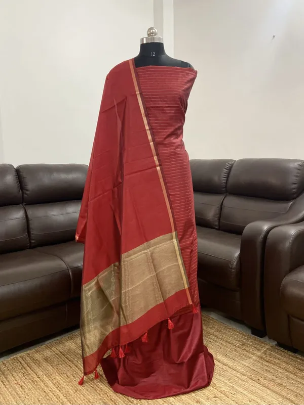 Red_Cotton_Silk_Stripe_Zari_Patti_Banarasi_3_pcs_Suit_Set_600SKL_CS10