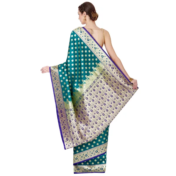 Humairah_Presents_Green_Satin_Silk_Saree_With_Blouse_Piece(JA30)
