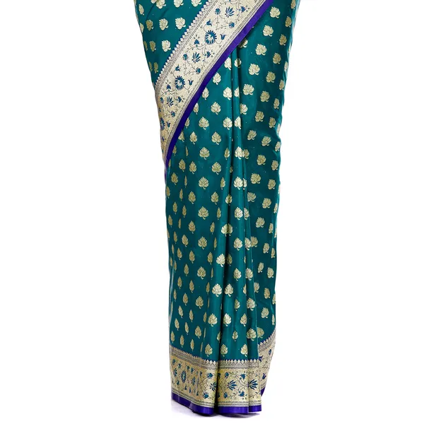 Humairah_Presents_Green_Satin_Silk_Saree_With_Blouse_Piece(JA30)