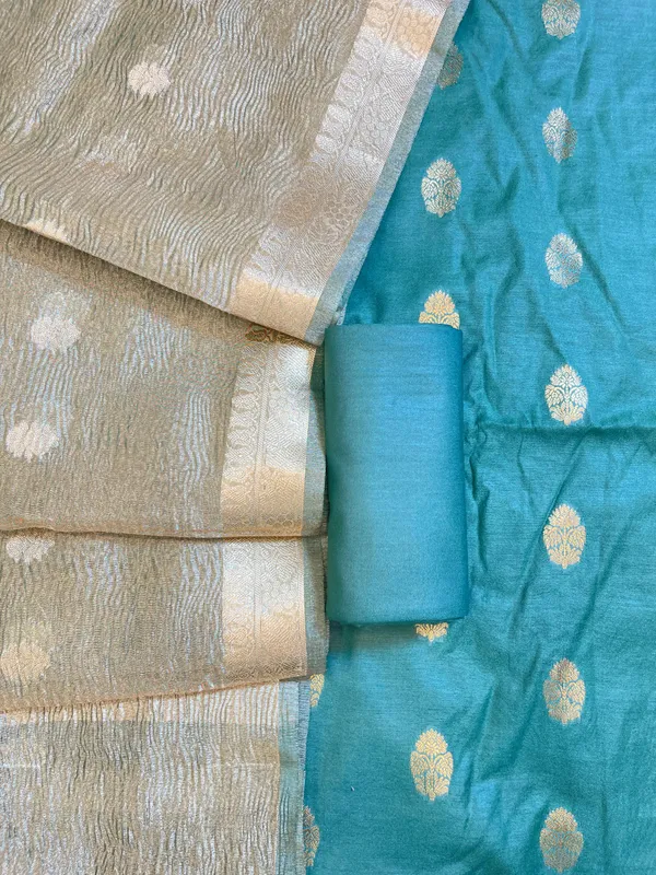 Sea_Green_Pure_Mercerise_Silk_Banarasi_3_pcs_Suit_Set_with_Crush_Tissue_Dupatta_1000SKL_PM11