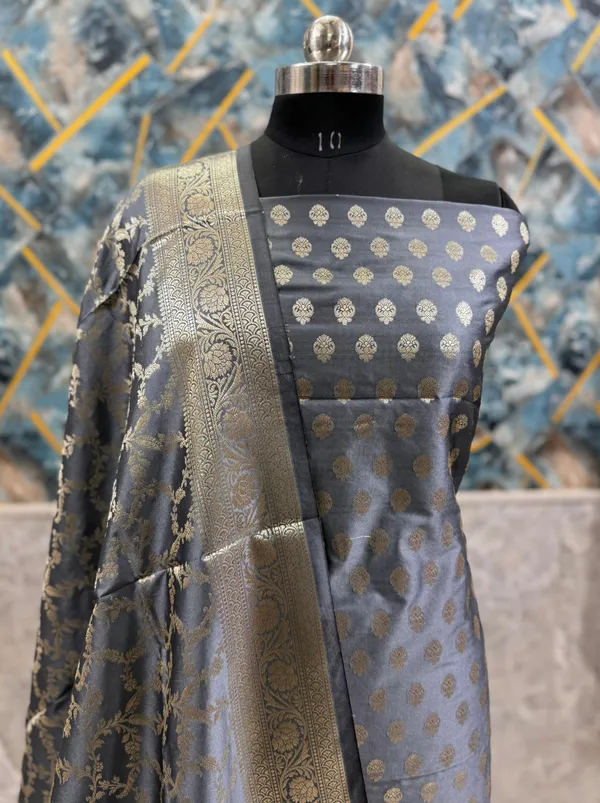 Grey_Katan_Silk_Floral_Zari_Daman_Booti_Banarasi_Suit_with_Tilfi_Zari_Jaal_Dupatta_800SKL_KSD20