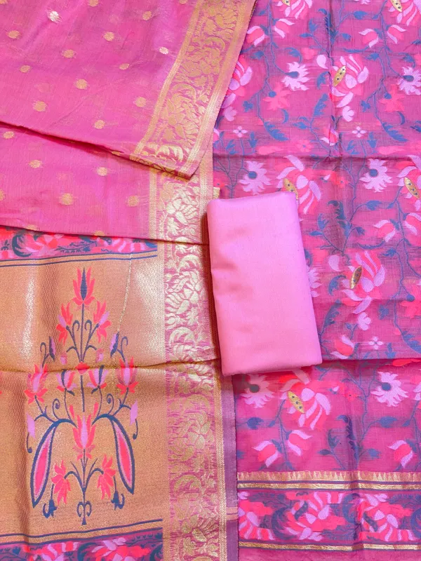 Pink_Jamdani_Weave_Cotton_Banarasi_3_pcs_Suit_Set_600SKL_JM16