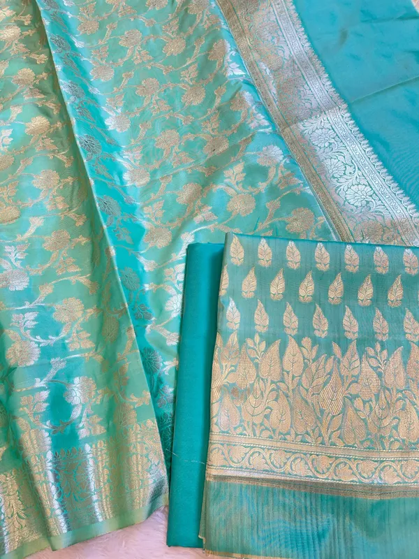 Seagreen_Semi_Silk_Floral_Zari_Booti_Banarasi_3_pcs_Suit_Set_900AJ_SK17