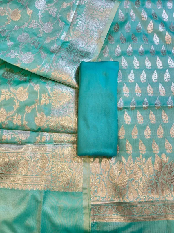 Seagreen_Semi_Silk_Floral_Zari_Booti_Banarasi_3_pcs_Suit_Set_900AJ_SK17