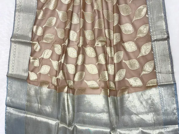 Light_Brown_Green_Cotton_Leaf_Water_Zari_Booti_Banarasi_Saree_JVC_8