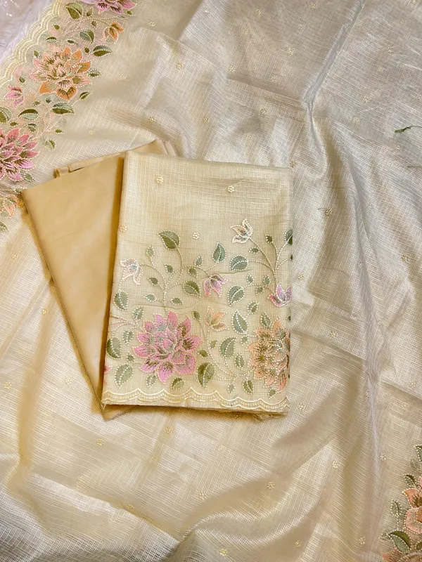 Yellow_Kota_Check_Embroidery_Banarasi_3_pcs_Suit_Set_1100SKL_KC5