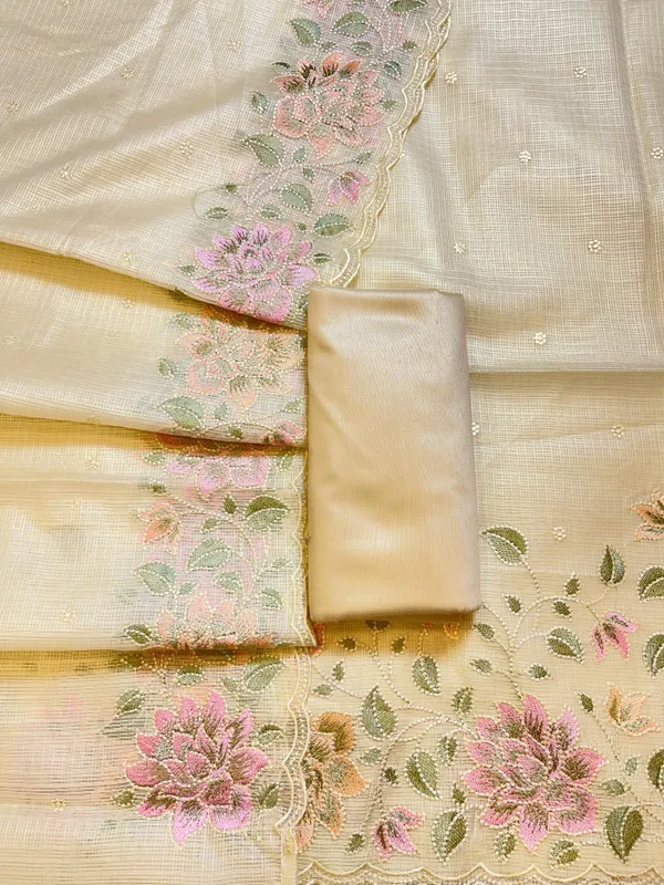 Yellow_Kota_Check_Embroidery_Banarasi_3_pcs_Suit_Set_1100SKL_KC5