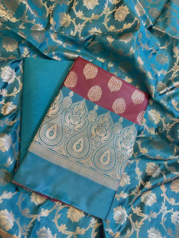 Maroon_Art_Silk_Floral_Zari_Boota_Contrast_Banarasi_Suit_with_Seagreen_Dupatta_625AJ_TPT9