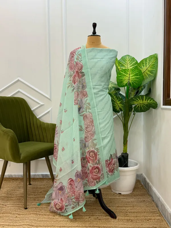 Seagreen_Kota_check_Aada_Stripe_Digital_Print_Banarasi_Suit_with_Floral_Printed_Dupatta_130PNJ_KCD4