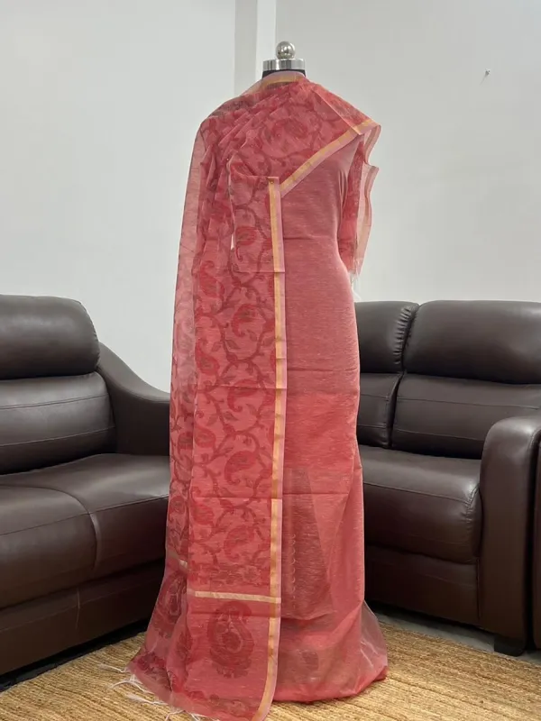 Red_Cotton_Linen_Plain_with_Printed_Jaal_Dupatta_Banarasi_Suit_650SKL_LN36