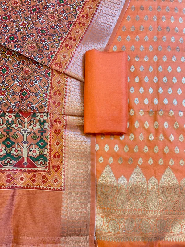 Orange_Katan_Silk_Floral_Chunri_Booti_with_Cotton_Print_Dupatta_Banarasi_3_pcs_Suit_Set_1500AJ_KCP9