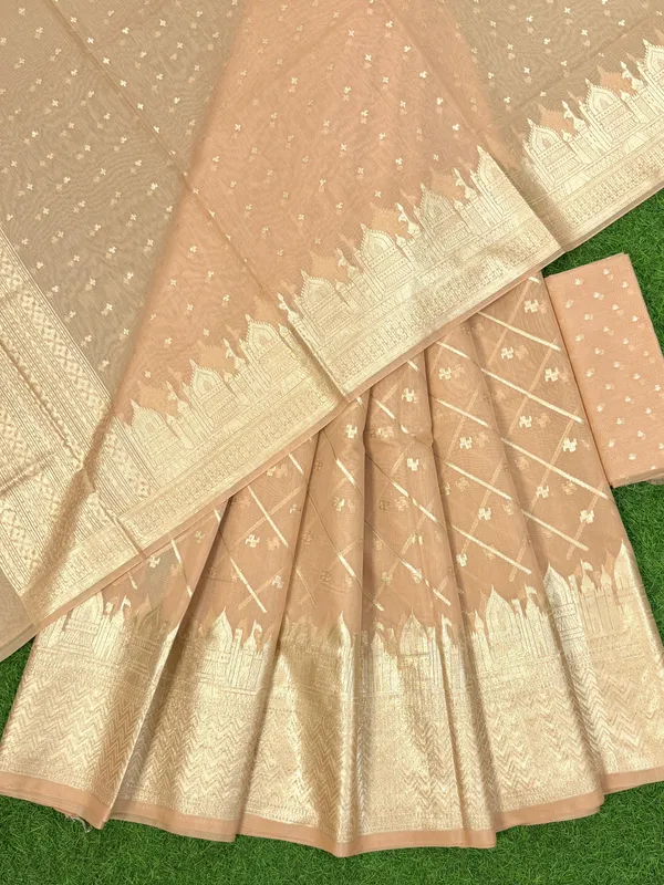 Light_Brown_Chanderi_Lorex_Ghat_Border_Lehenga_With_Chunri_Blouse_&_Dupatta_250PNJ_LNG4