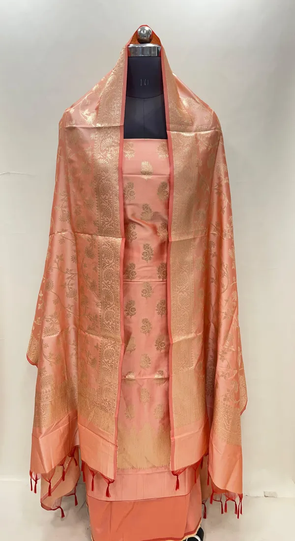 Peach_Semi_Katan_Silk_Handloom_Banarasi_3_pcs_Suit_Set_MUB_SK22