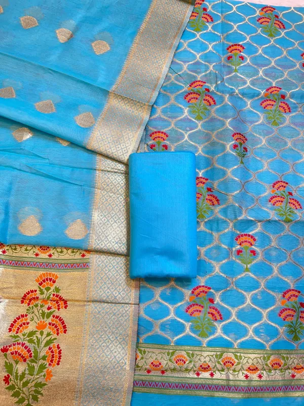 Blue_Jamdani_Weave_Cotton_Banarasi_3_pcs_Suit_Set_600SKL_JM4