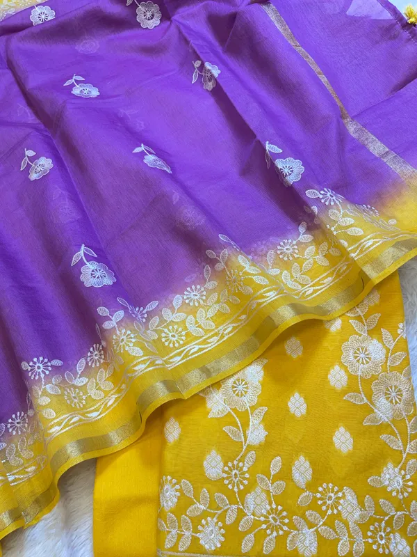 Yellow_Cotton_Embroidery_Banarasi_3_pcs_Suit_set_with_Contrast_Purple_Dupatta_1200SKL_MSC5