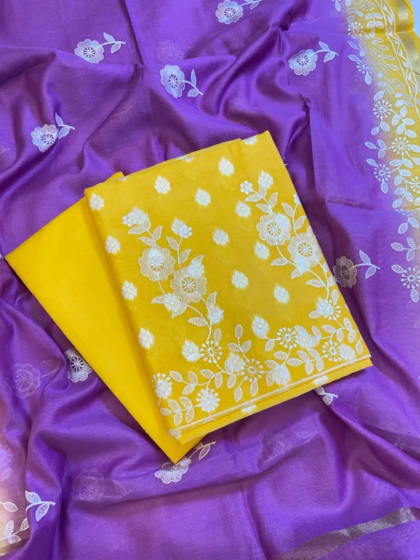 Yellow_Cotton_Embroidery_Banarasi_3_pcs_Suit_set_with_Contrast_Purple_Dupatta_1200SKL_MSC5