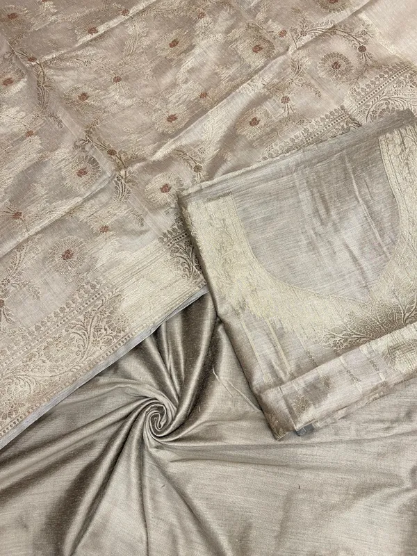 Humairah_Tussar_Cotton_Necklace_Floral_Stripe_Zari_Jaal_3_pcs_Suit_set_with_Plain_Bottom_and_Alfi_Zari_Mina_Jaal_Tussar__Dupatta
