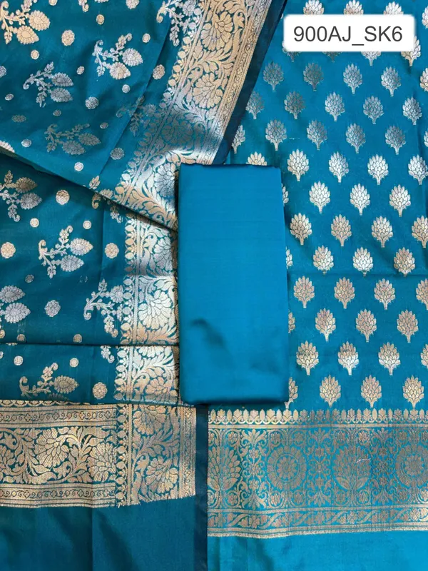 Seagreen_Semi_Silk__Floral_Booti_Banarasi_3_pcs_Suit_Set_900AJ_SK6