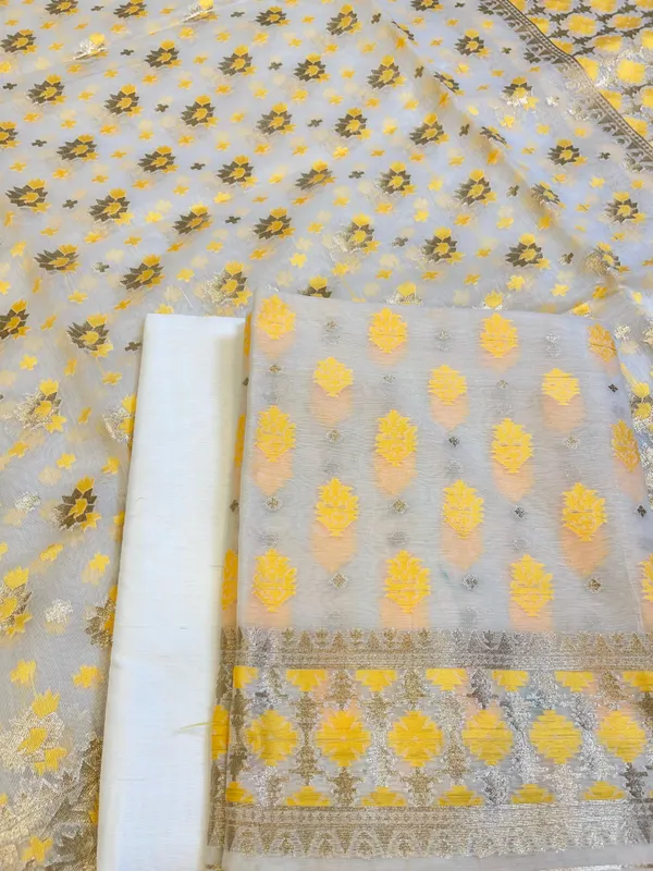 White_Pure_Cotton_Dyable_Floral_Gold_Minakari_Zari_Booti_Banarasi_Suit_160AJ_PCTN12