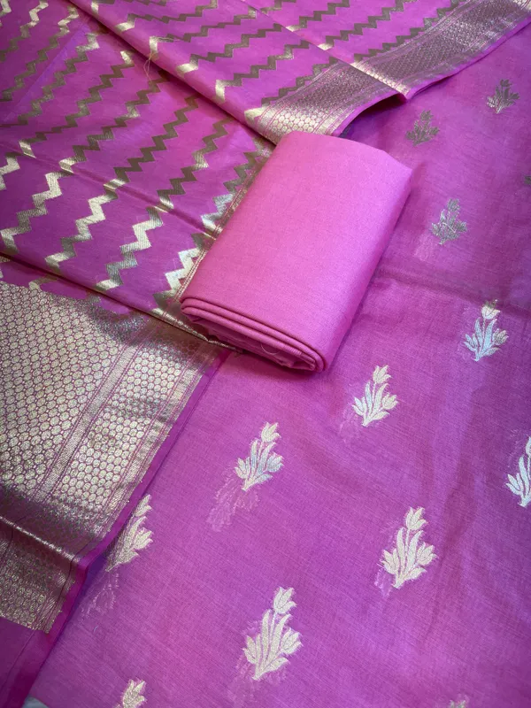Magenta_Mercerise_Silk_Floral_Zari_Booti_with_Zig-Zag_Dupatta_Banarasi_Suit_11SKL_MSRS1