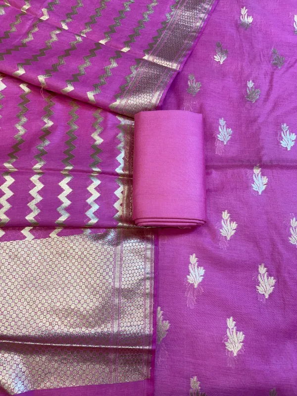 Magenta_Mercerise_Silk_Floral_Zari_Booti_with_Zig-Zag_Dupatta_Banarasi_Suit_11SKL_MSRS1