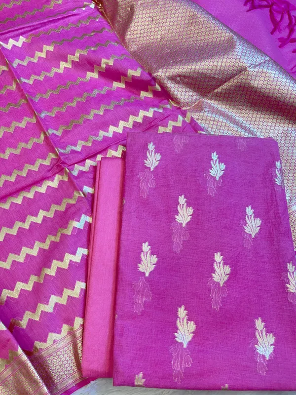 Magenta_Mercerise_Silk_Floral_Zari_Booti_with_Zig-Zag_Dupatta_Banarasi_Suit_11SKL_MSRS1