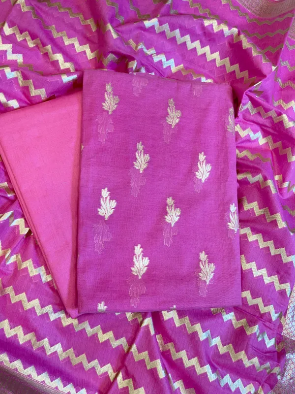 Magenta_Mercerise_Silk_Floral_Zari_Booti_with_Zig-Zag_Dupatta_Banarasi_Suit_11SKL_MSRS1