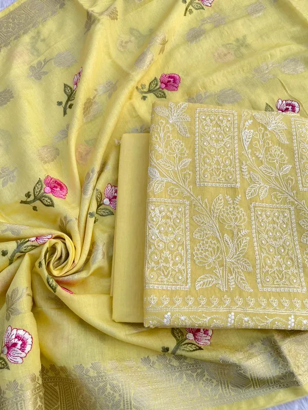 Yellow_Pure_Banarasi_Mercerised_Suit_with_Zari_Booti_Weaving_&_Embroidery_Dupatta_1250SKL_ME2
