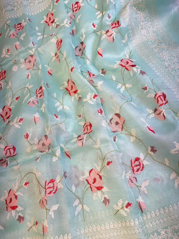 Pure_Handloom_Seagreen_Kora_Organza_Resham_Floral_Mina_Jaal_Embroidered_Mina_Border_Banarasi_Saree_480AJ_ME6