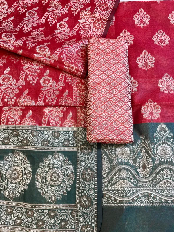 Red_Cotton_Alfi_Resham_Floral_Boota_Contrast_Darkgreen_Border_Banarasi_Suit_600AJ_PJS9