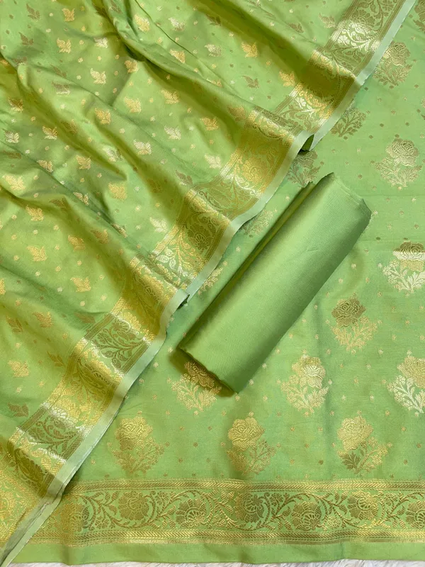 Pista_green_Semi_Silk_Floral_Rose_Booti_Banarasi_Suit_900AJ_SSLK13