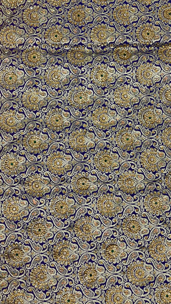 Humairah_Presents_Red_Satin_Silk_Floral_Zari_Booti_Heavy_Stone_Work_Skirt_Pan_Boota_Zari_Border_with_Contrast_Blue_Pallu_and_Blue_Blouse