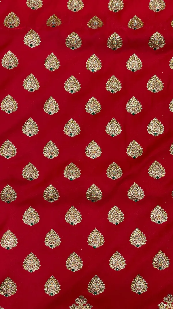 Humairah_Presents_Red_Satin_Silk_Floral_Zari_Booti_Heavy_Stone_Work_Skirt_Pan_Boota_Zari_Border_with_Contrast_Blue_Pallu_and_Blue_Blouse