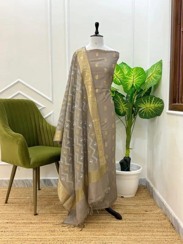 Light_Brown_Pure_Mercerised_Zari_Booti_with_Embroidery_Dupatta_Banarasi_Suit_1100SKL_PME1