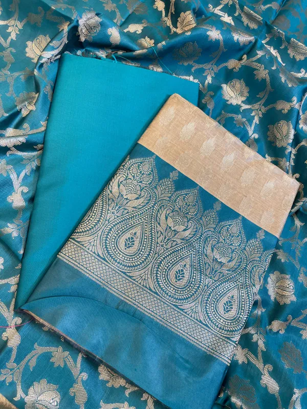 Beige_Art_Silk_Floral_Zari_Booti_Contrast_Banarasi_Suit_with_Seagreen_Dupatta_625AJ_TPT55