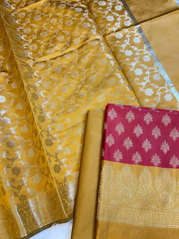 Red_Art_Silk_Floral_Zari_Chunri_Booti_Contrast_Banarasi_Suit_with_Mustard_Dupatta_625AJ_TPT33