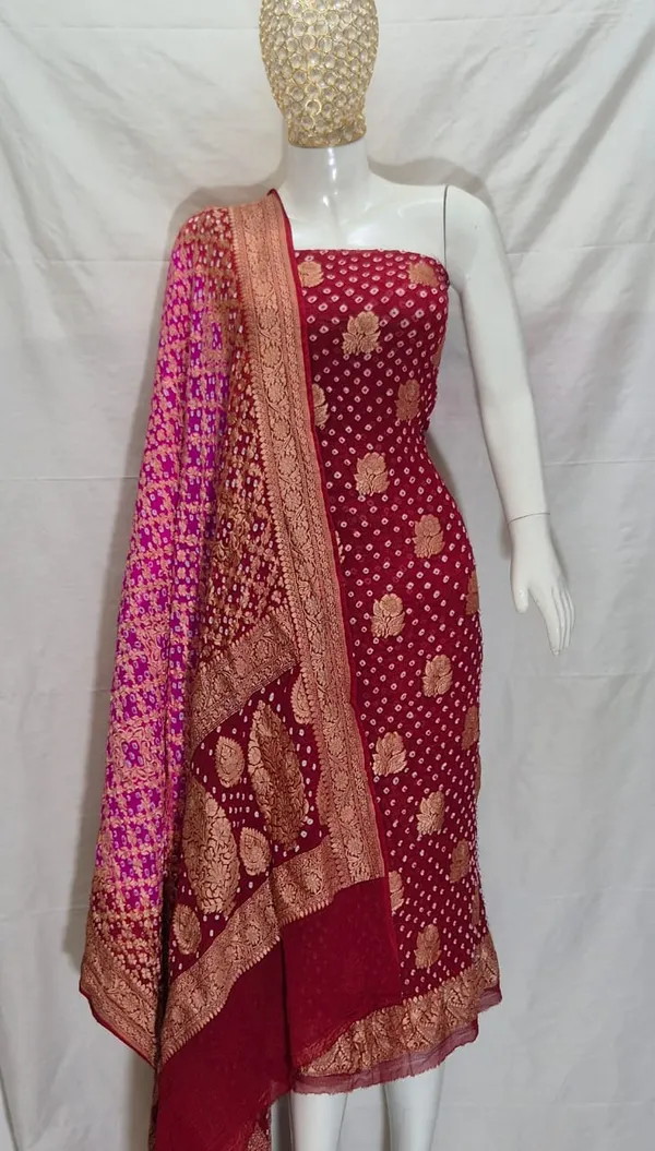 Pure_Handloom_Burgundy_Khaddi_Georgette_Banarasi_Suit_with_Contrast_Bandhani_Dupatta_78SKL_KG4