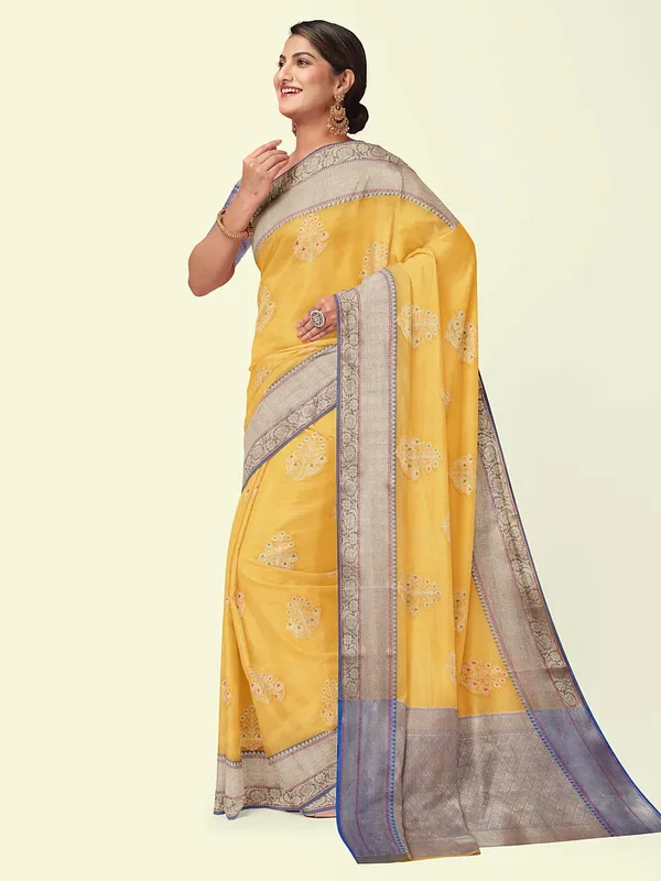 Yellow_Cotton_Blend_Banarasi_Sarees_For_Women_GEHKR_73