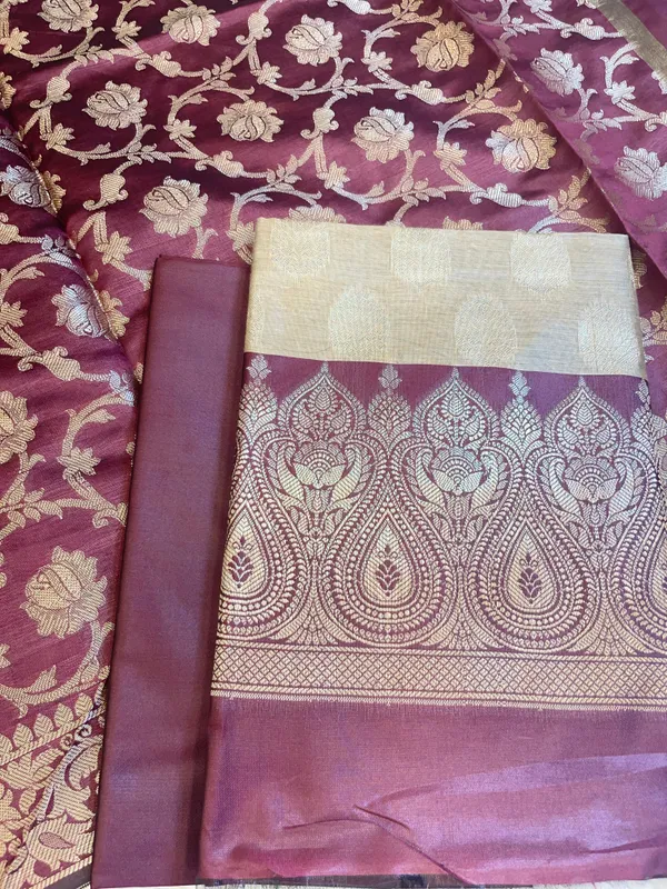 Beige_Art_Silk_Floral_Zari_Booti_Contrast_Banarasi_Suit_with_Maroon_Dupatta_625AJ_TPT40