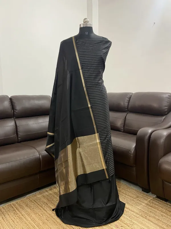 Black_Cotton_Silk_Stripe_Zari_Patti_Banarasi_3_pcs_Suit_Set_600SKL_CS6