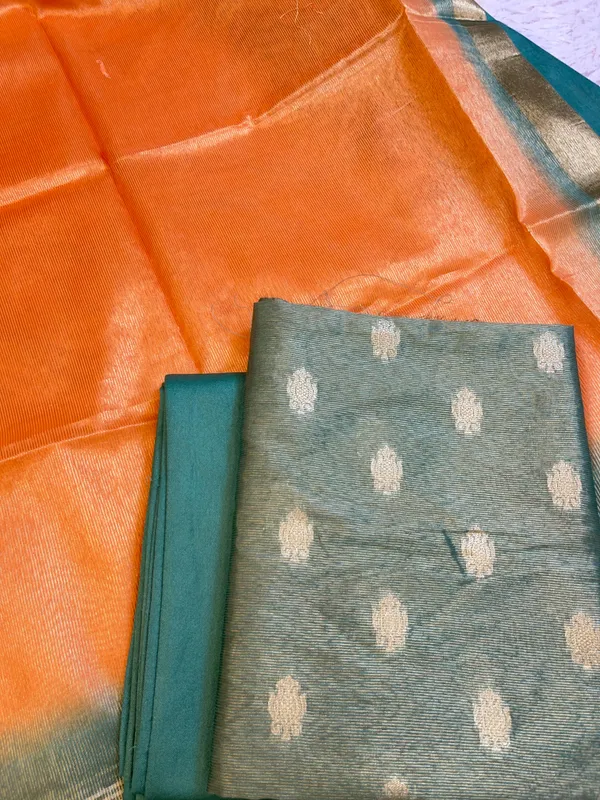 Seagreen_Tissue_Silk_Zari_Booti_with_Contrast_Orange_Dupatta_Banarasi_Suit_10SKL_TSUS4